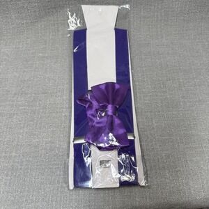 Purple Suspenders Bow Tie Set Mens Boys Elastic Adjustable Y-Back Wedding New